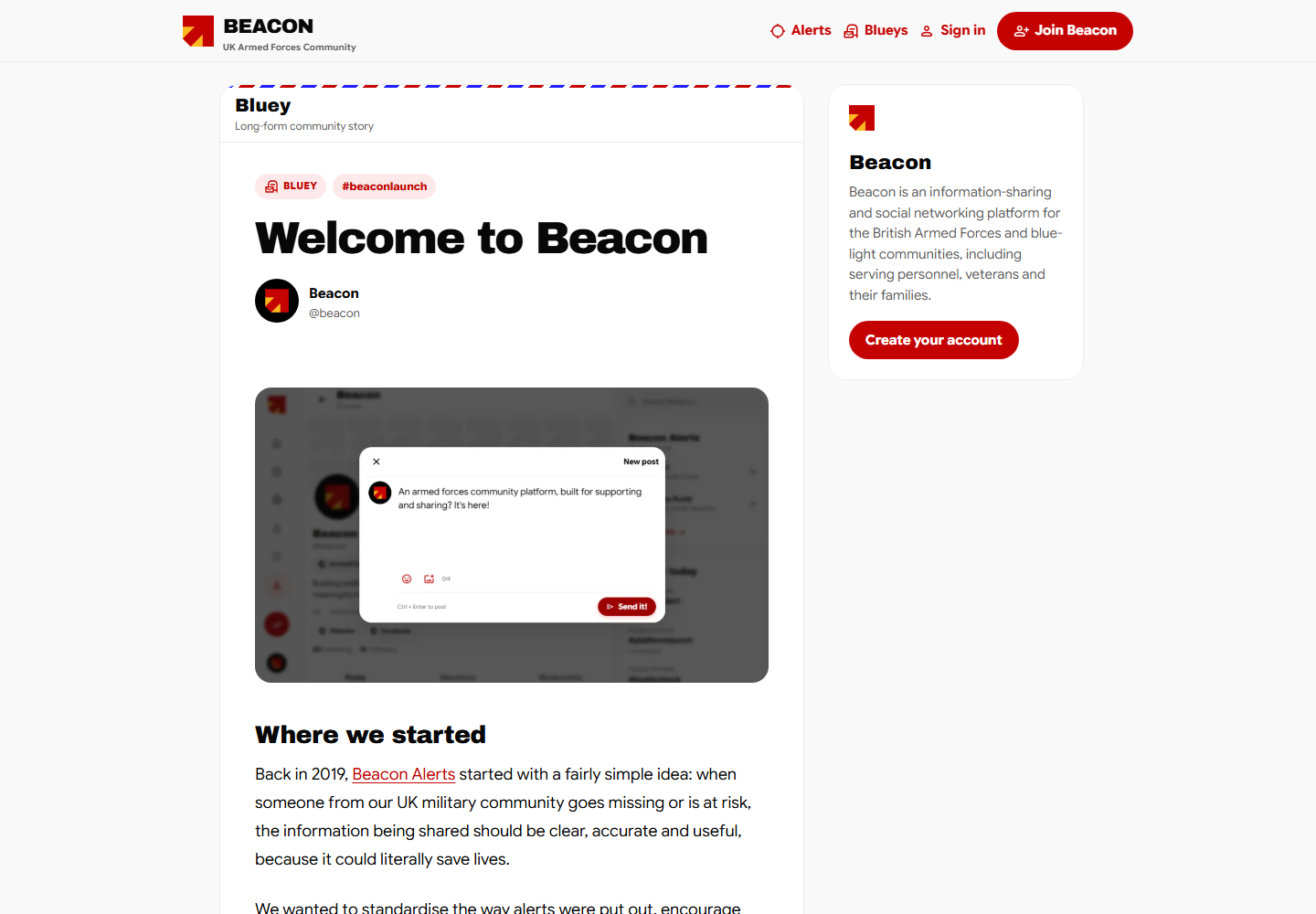 Welcome to Beacon long-form article displayed in the Blueys reading interface.
